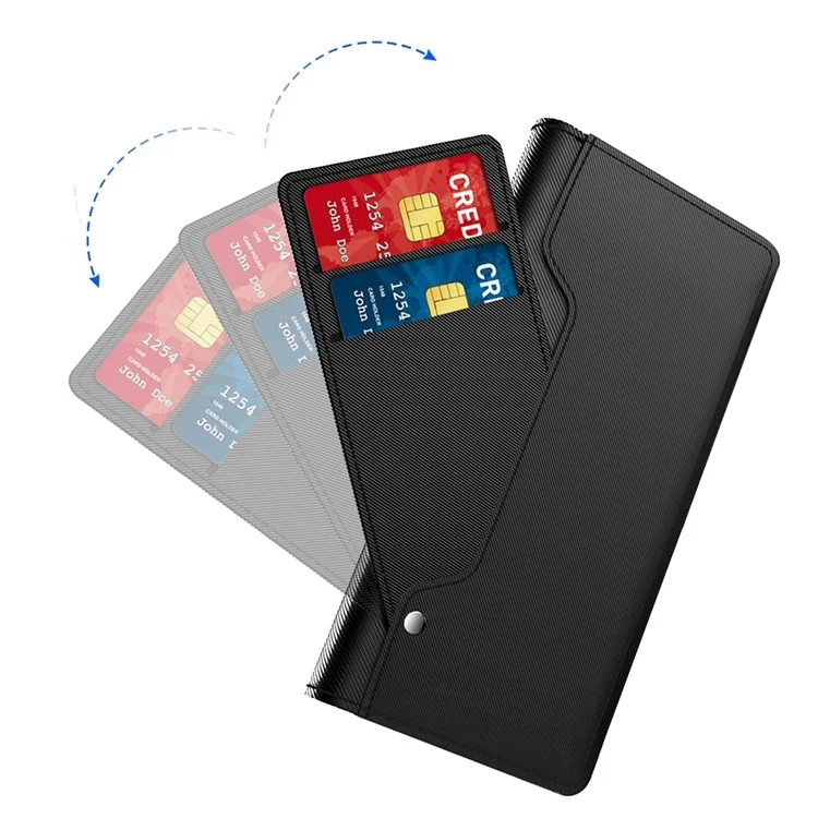 Para vivo Y200 Pro 5G Case Card Slots PU Leather Phone Cover Inside Makeup Mirror - Preto