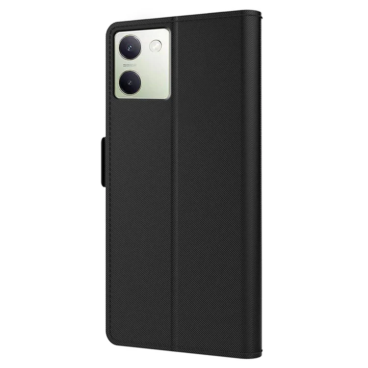Para vivo Y200 Pro 5G Case Card Slots PU Leather Phone Cover Inside Makeup Mirror - Preto