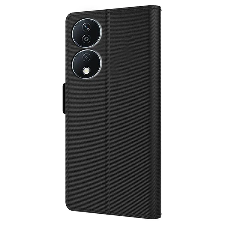 For Honor X7b 4G / 5G / 90 Smart Case Stand Mirror PU Leder Handyhülle mit Kartenfach - Schwarz