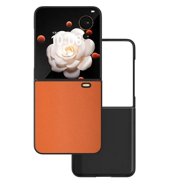 Capa dobrável de telefone revestida de couro sintético e PC rígido para Honor Magic V 5G - Laranja