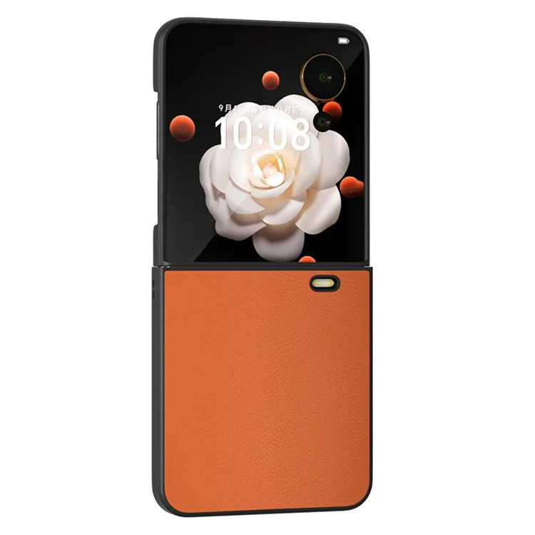Capa dobrável de telefone revestida de couro sintético e PC rígido para Honor Magic V 5G - Laranja