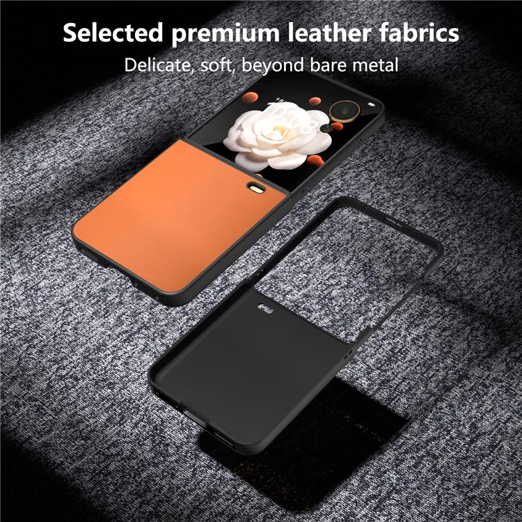Capa dobrável de telefone revestida de couro sintético e PC rígido para Honor Magic V 5G - Laranja