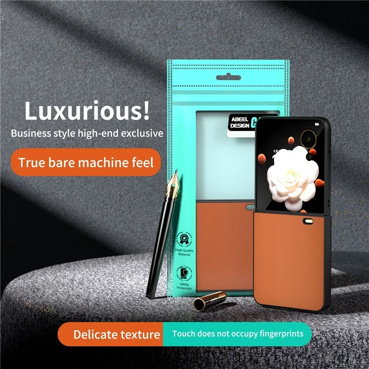 Capa dobrável de telefone revestida de couro sintético e PC rígido para Honor Magic V 5G - Laranja
