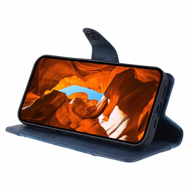 Para Xiaomi Redmi K70 5G / K70 Pro 5G / Poco F6 Pro 5G Funda Cartera Cuero Funda de Teléfono Textura Empalmes - Azul Oscuro