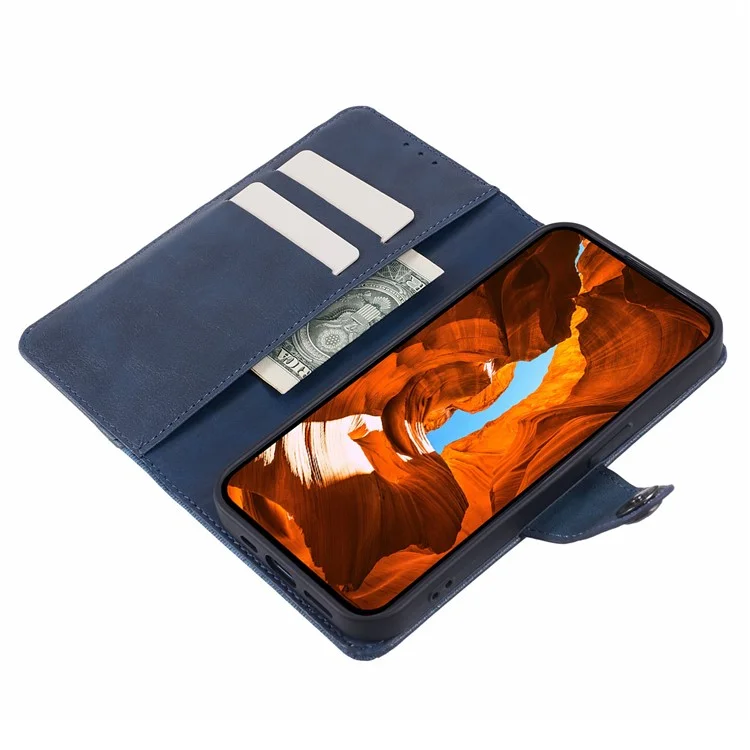 Para Xiaomi Redmi K70 5G / K70 Pro 5G / Poco F6 Pro 5G Funda Cartera Cuero Funda de Teléfono Textura Empalmes - Azul Oscuro