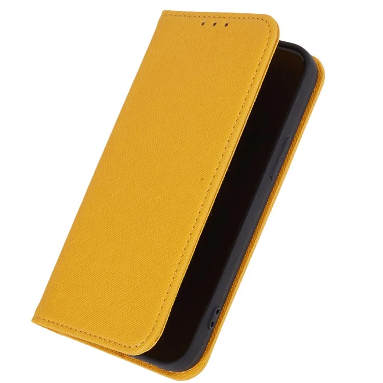 For Xiaomi Redmi K70 5G / K70 Pro 5G / Poco F6 Pro 5G Case Wallet Leather Phone Cover Cross Texture - Yellow