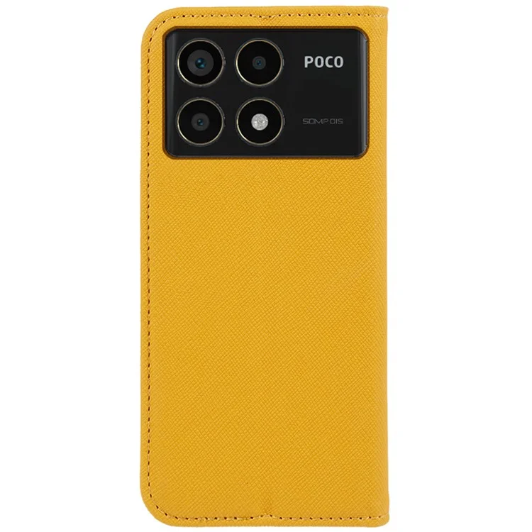 For Xiaomi Redmi K70 5G / K70 Pro 5G / Poco F6 Pro 5G Case Wallet Leather Phone Cover Cross Texture - Yellow