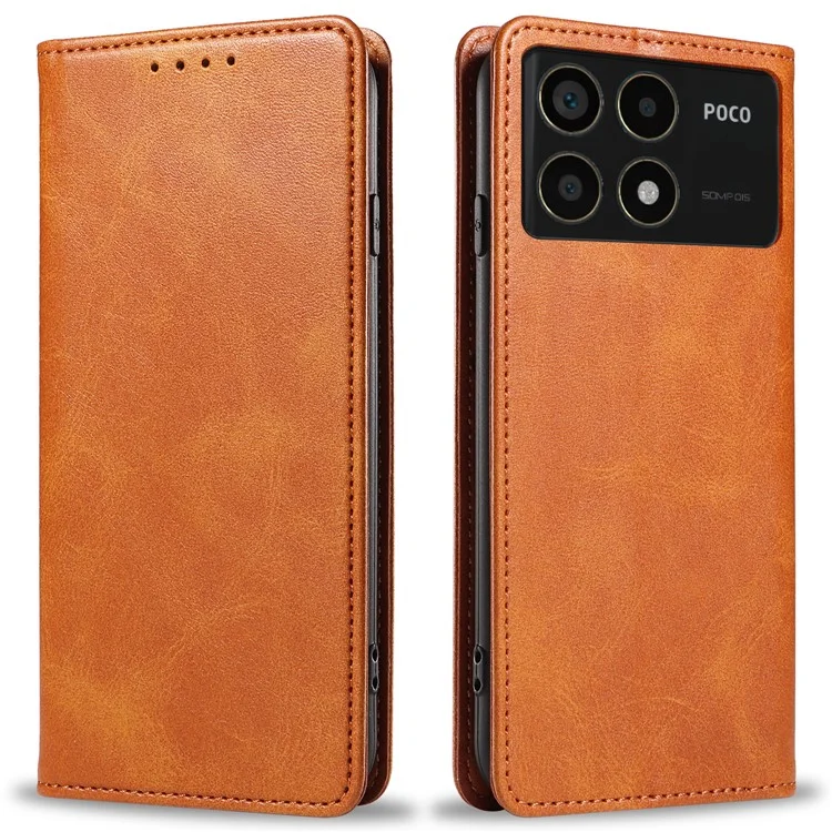 Para Xiaomi Redmi K70 5G / K70 Pro 5G / Poco F6 Pro 5G Capa de Suporte de Couro para Telefone - Khaki