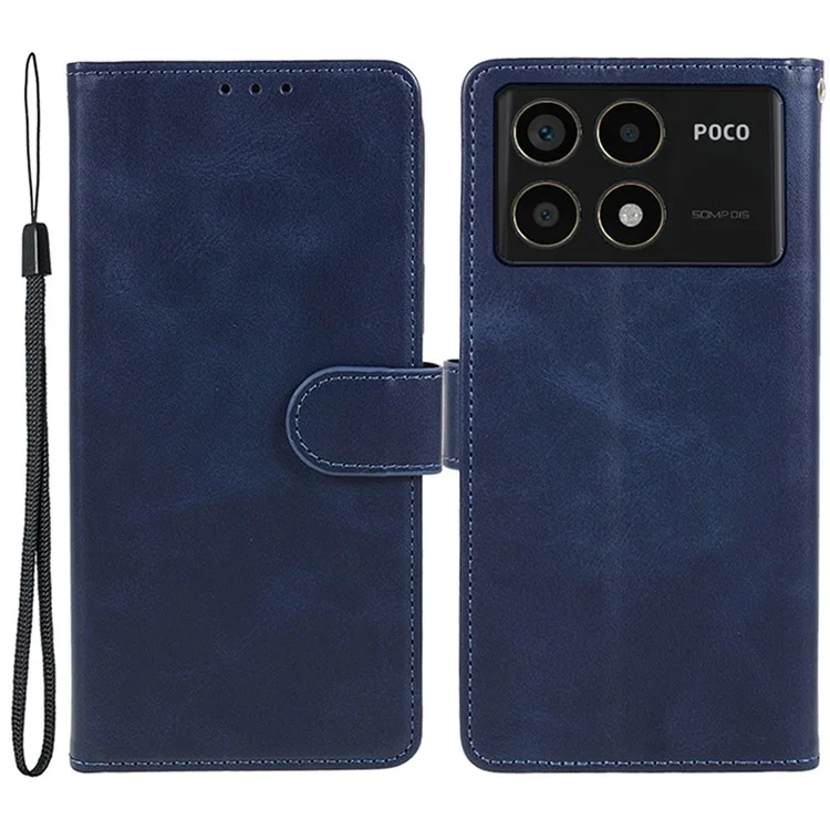 For Xiaomi Redmi K70 5G / K70 Pro 5G / Poco F6 Pro 5G Case Calf Texture Leather Wallet Phone Cover - Blue
