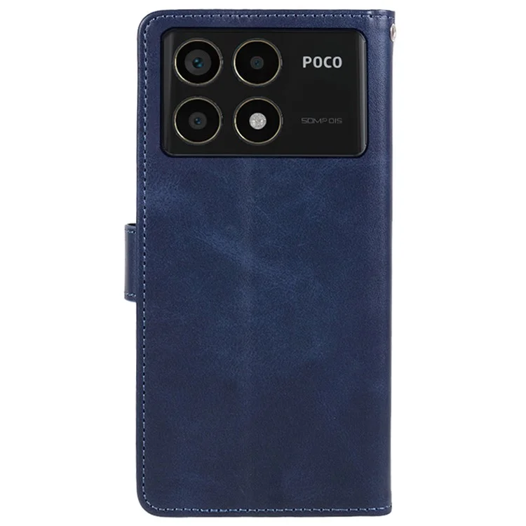 For Xiaomi Redmi K70 5G / K70 Pro 5G / Poco F6 Pro 5G Case Calf Texture Leather Wallet Phone Cover - Blue