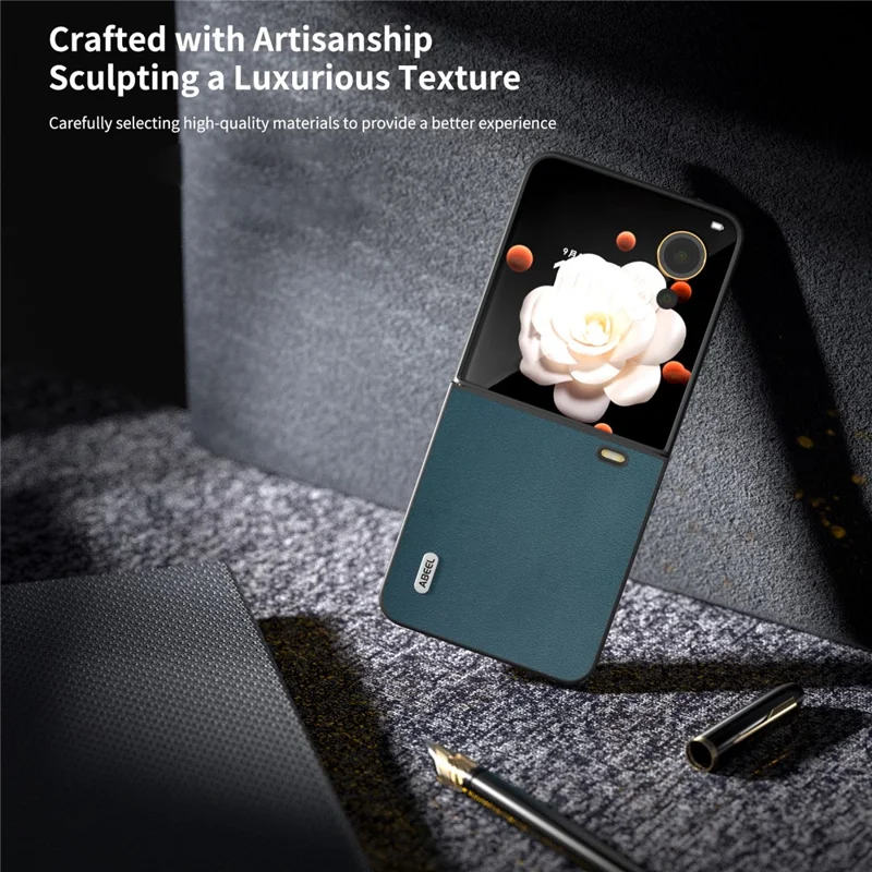 ABEEL Для чести Magic V Flip 5G Чехол Genuine Cow Leather Hard PC Phone Cover - Зеленый