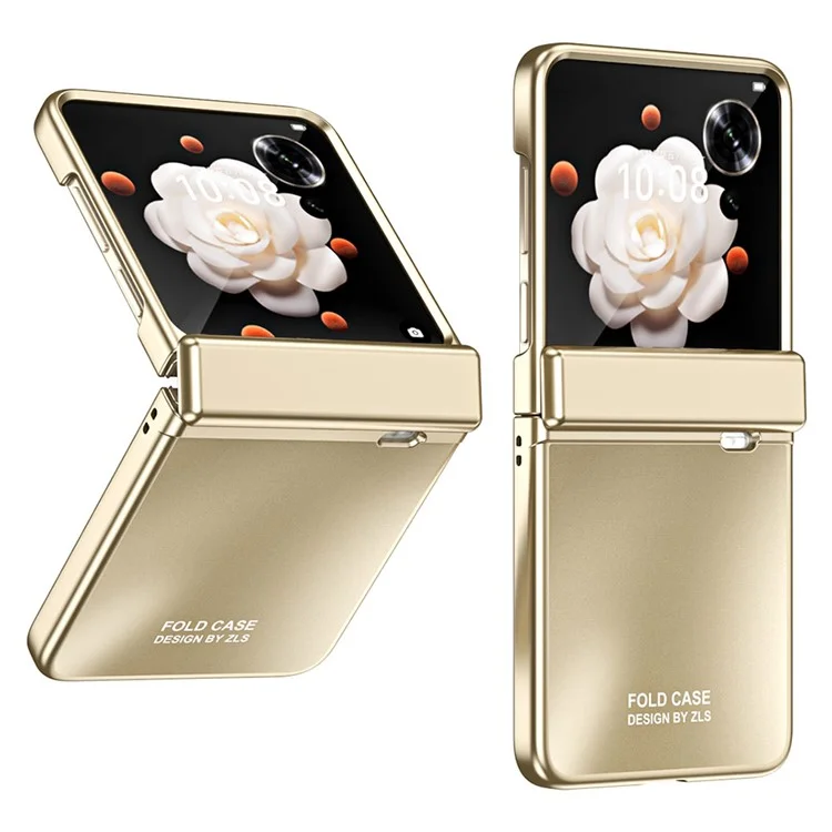 Capa protetora de telefone de PC duro com eletrodeposição para Honor Magic V Flip 5G - Ouro Champanhe