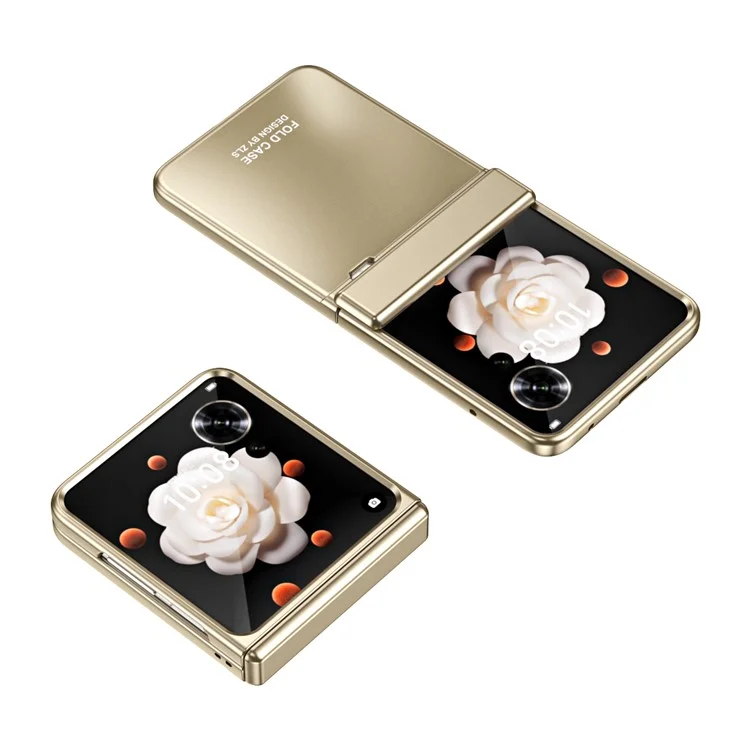 Capa protetora de telefone de PC duro com eletrodeposição para Honor Magic V Flip 5G - Ouro Champanhe