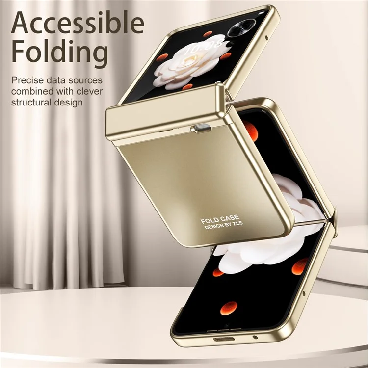 Capa protetora de telefone de PC duro com eletrodeposição para Honor Magic V Flip 5G - Ouro Champanhe