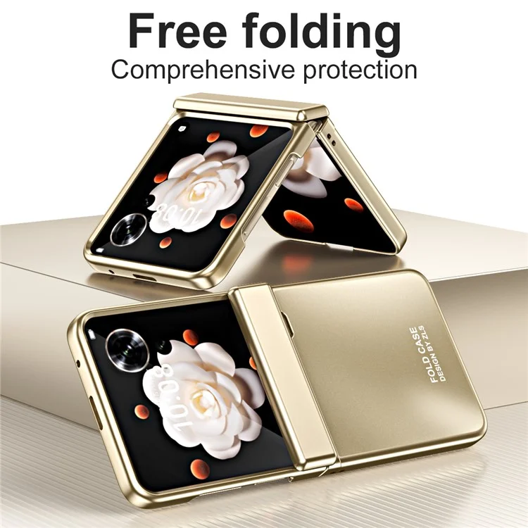 Capa protetora de telefone de PC duro com eletrodeposição para Honor Magic V Flip 5G - Ouro Champanhe