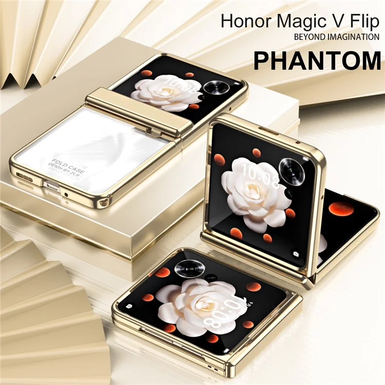 Capa 5G For Honor Magic V Flip Eletroplatinada Dobrável de Telefone - Ouro Champanhe
