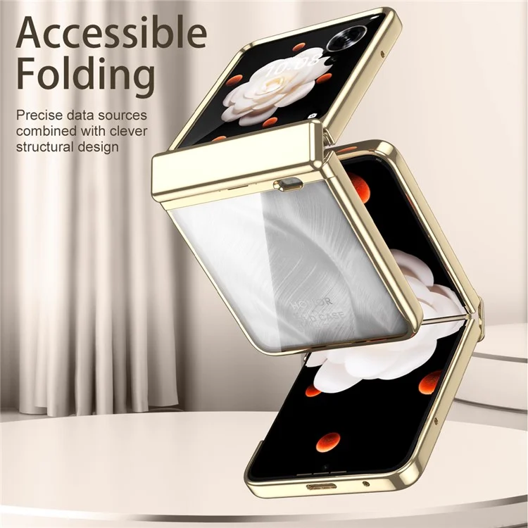 Capa 5G For Honor Magic V Flip Eletroplatinada Dobrável de Telefone - Ouro Champanhe