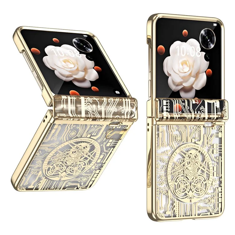 Capa Flip 5G Para Honor Magic V Mechanical Legend Electroplating PC - Ouro Champanhe