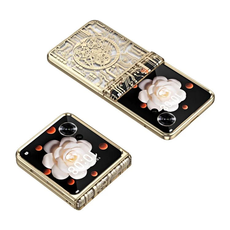 Capa Flip 5G Para Honor Magic V Mechanical Legend Electroplating PC - Ouro Champanhe