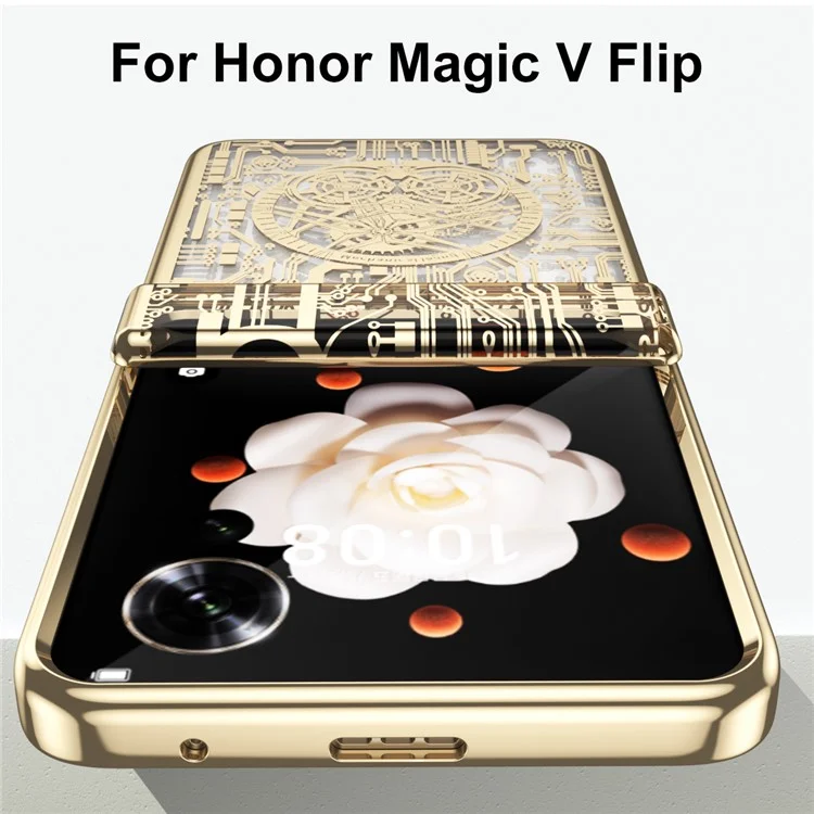 Capa Flip 5G Para Honor Magic V Mechanical Legend Electroplating PC - Ouro Champanhe
