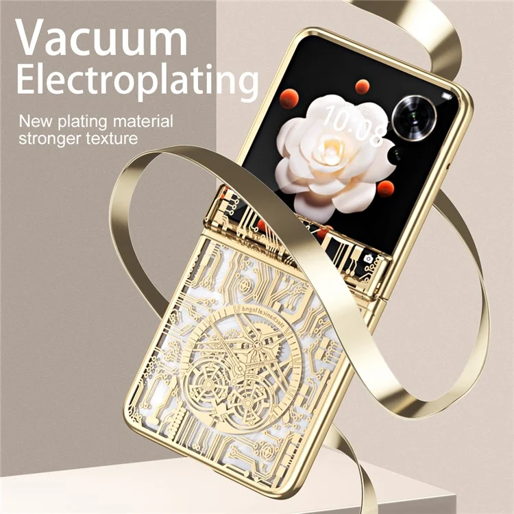 Capa Flip 5G Para Honor Magic V Mechanical Legend Electroplating PC - Ouro Champanhe