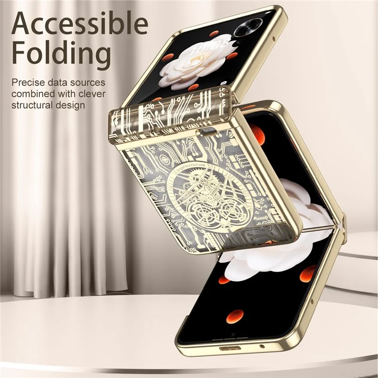 Capa Flip 5G Para Honor Magic V Mechanical Legend Electroplating PC - Ouro Champanhe