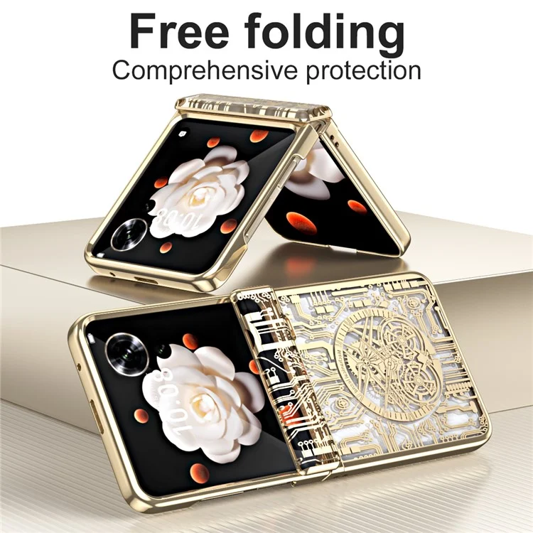 Capa Flip 5G Para Honor Magic V Mechanical Legend Electroplating PC - Ouro Champanhe