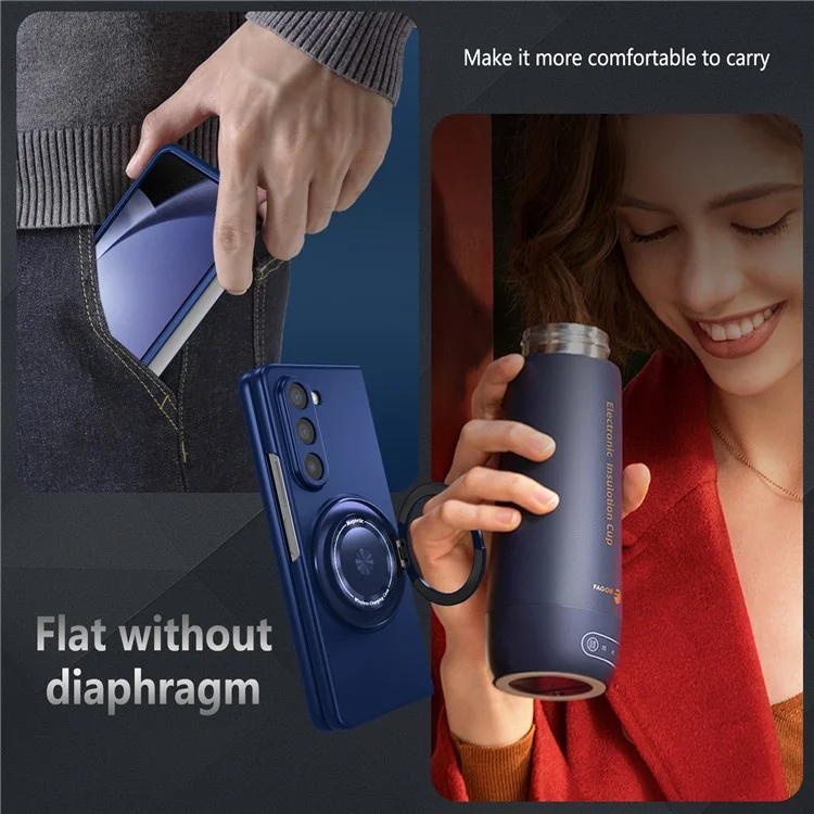 For Samsung Galaxy Z Fold6 5G Case Magnetic Kickstand Hard PC Shockproof Protective Cover - Sapphire
