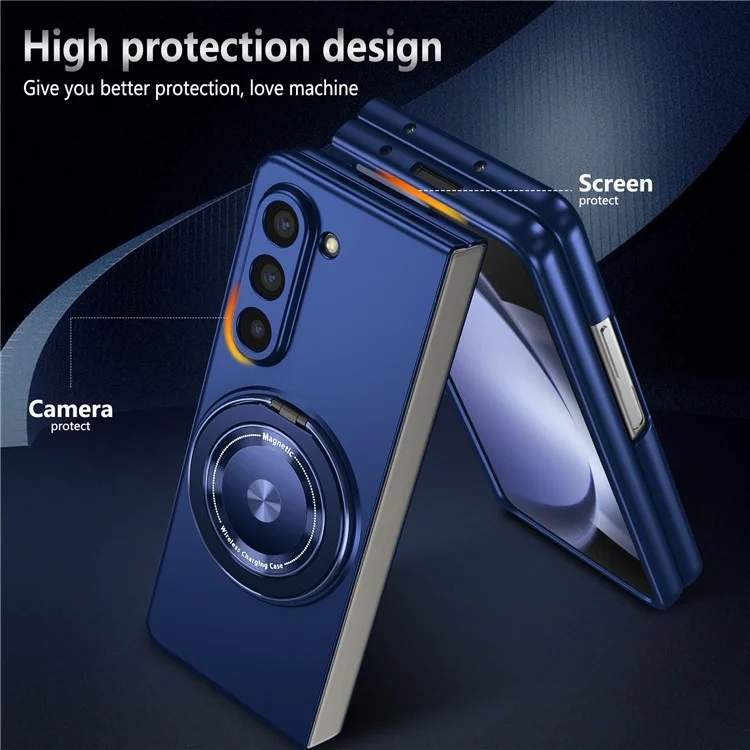 For Samsung Galaxy Z Fold6 5G Case Magnetic Kickstand Hard PC Shockproof Protective Cover - Sapphire