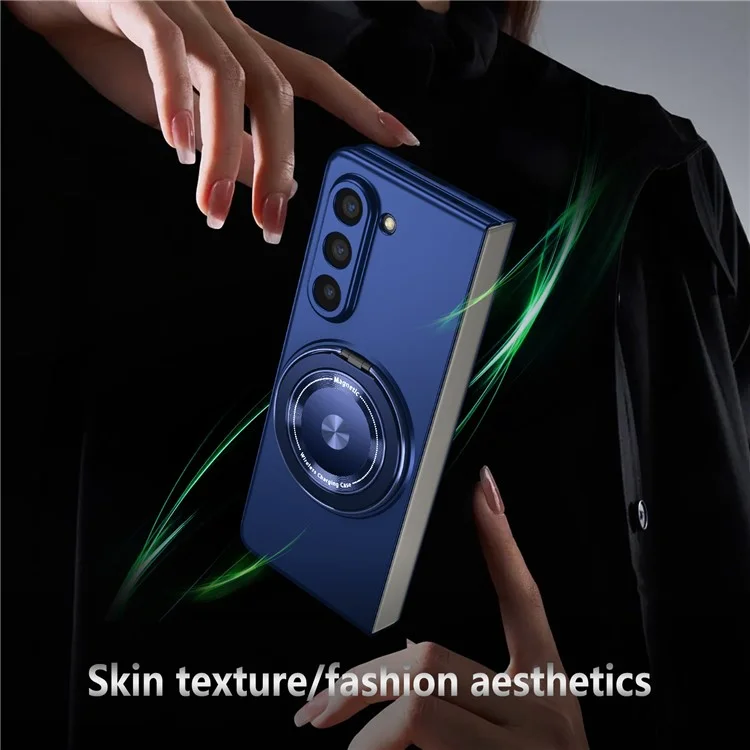 For Samsung Galaxy Z Fold6 5G Case Magnetic Kickstand Hard PC Shockproof Protective Cover - Sapphire