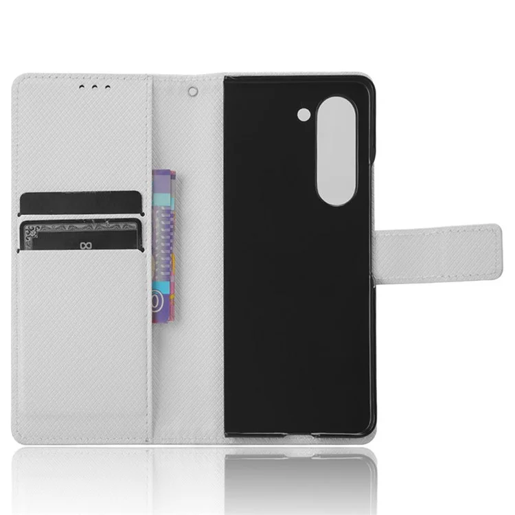 Para Samsung Galaxy Z Fold6 5G Case PU Leather+PC Phone Cover with Wallet - Branco