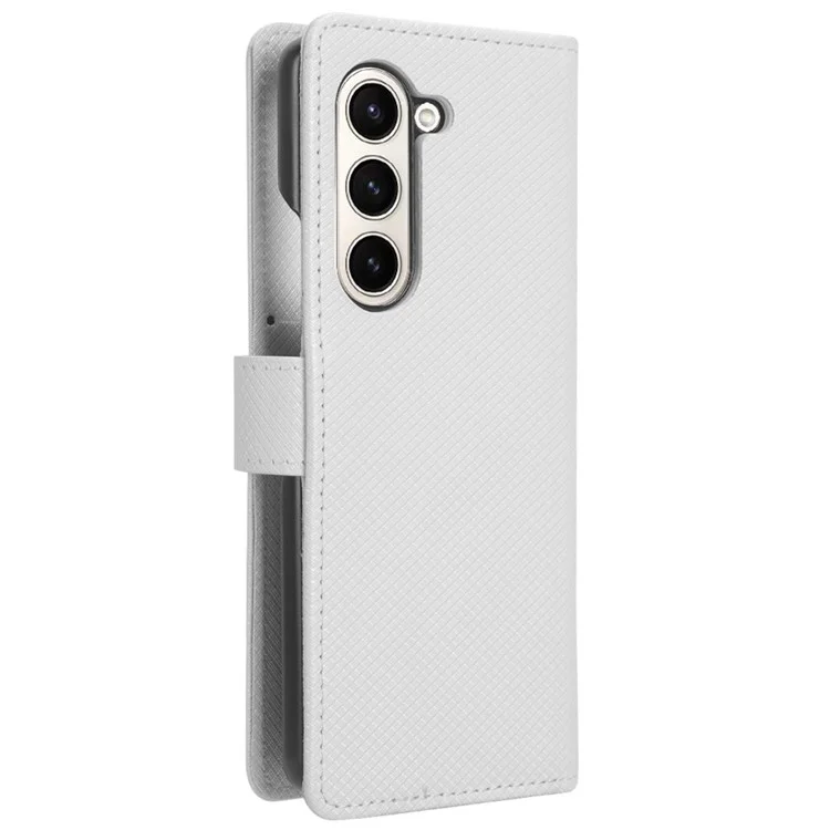 Para Samsung Galaxy Z Fold6 5G Case PU Leather+PC Phone Cover with Wallet - Branco