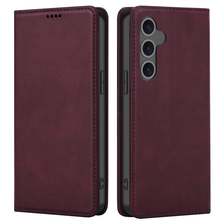 Für Samsung Galaxy S24 FE Case Leather RFID Blocking Wallet Phone Cover - Weinrot