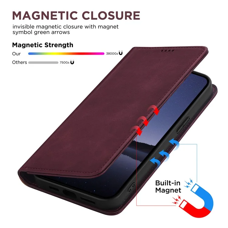 Für Samsung Galaxy S24 FE Case Leather RFID Blocking Wallet Phone Cover - Weinrot