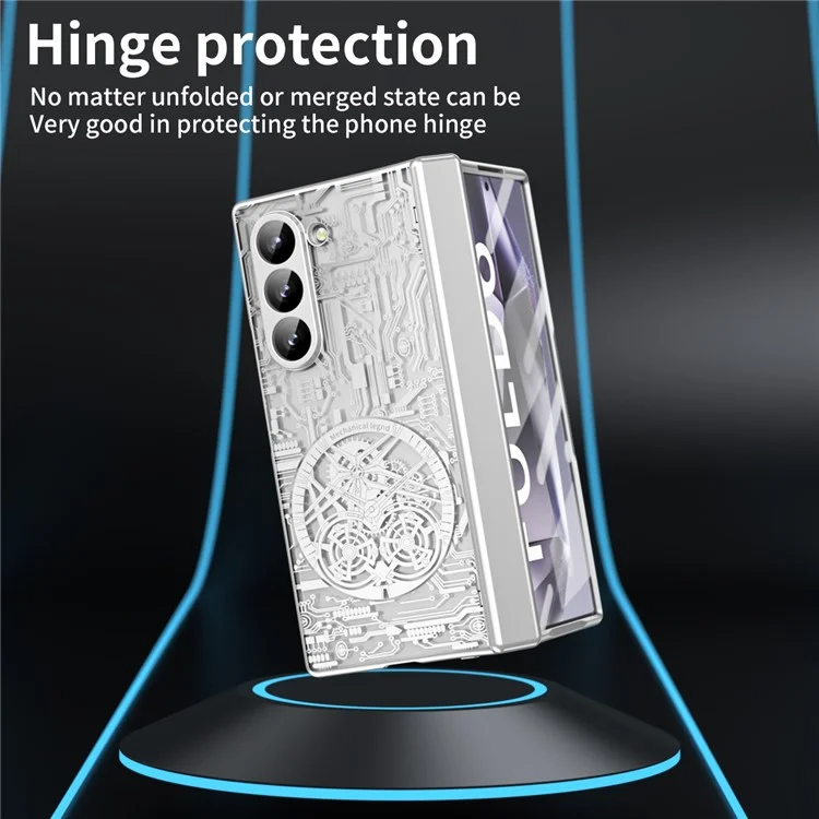 Mechanical Legend Series For Samsung Galaxy Z Fold6 5G Case Electroplated PC Phone Cover with Screen Film - Silver