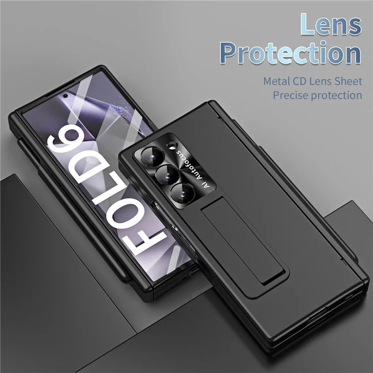 Pour Samsung Galaxy Z Fold6 5G Had PC Phone Case Kickstand Cover with Pen / Pen Slot - Noir