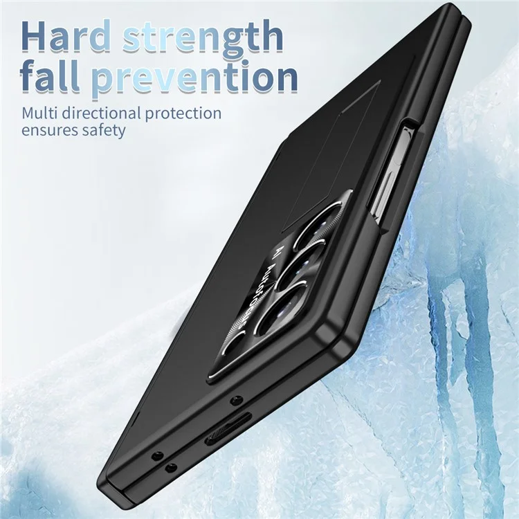 Pour Samsung Galaxy Z Fold6 5G Had PC Phone Case Kickstand Cover with Pen / Pen Slot - Noir