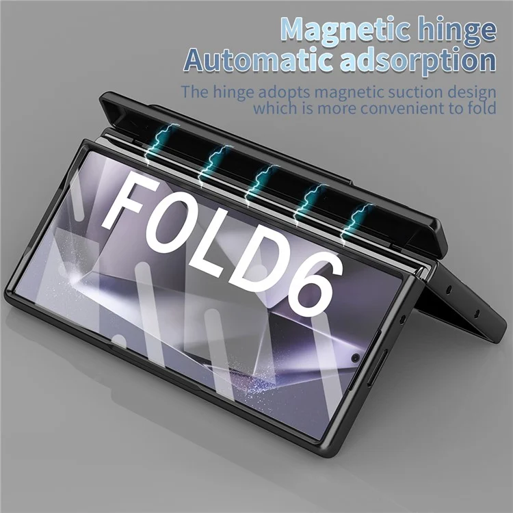 Pour Samsung Galaxy Z Fold6 5G Had PC Phone Case Kickstand Cover with Pen / Pen Slot - Noir