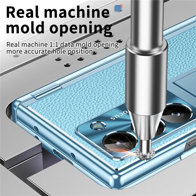 For Samsung Galaxy Z Fold6 5G PU Leather+Aluminum Alloy Kickstand Cover Folding Phone Case with Pen  /  Pen Slot - Baby Blue