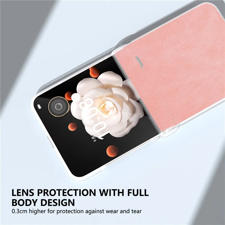 ABEEL For Honor Magic V Flip 5G Case Hinge Design Matte Edge PU Leather Coated PC Folding Phone Cover - Pink