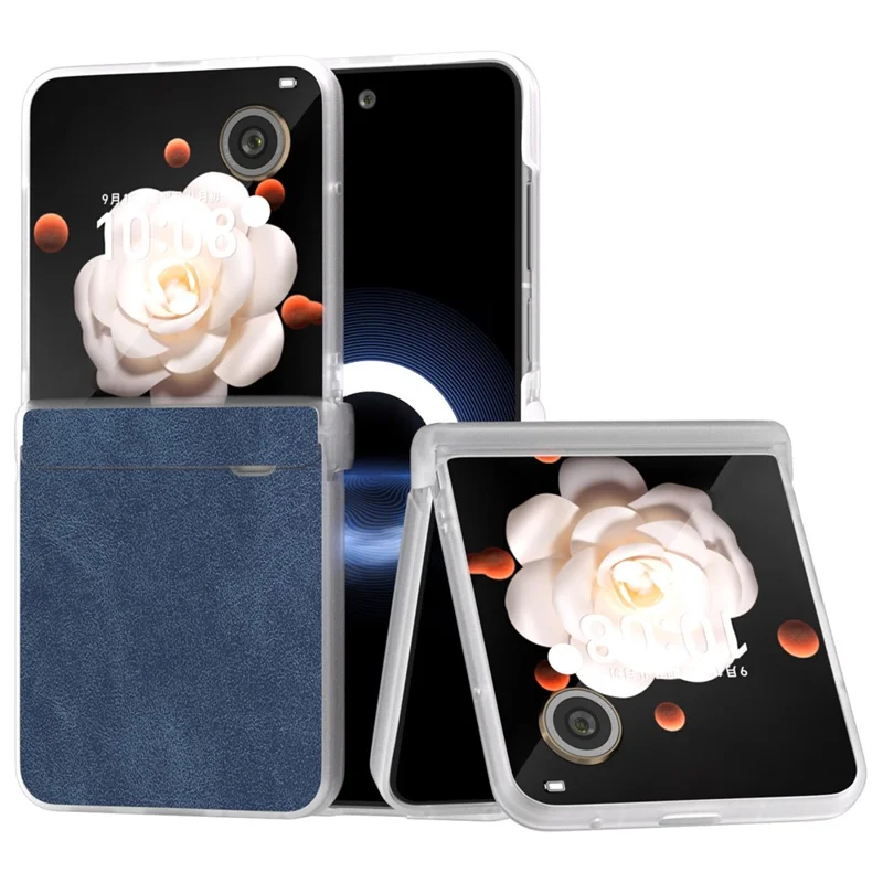 ABEEL For Honor Magic V Flip 5G Case Hinge Design Matte Edge PU Leather Coated PC Folding Phone Cover - Blue