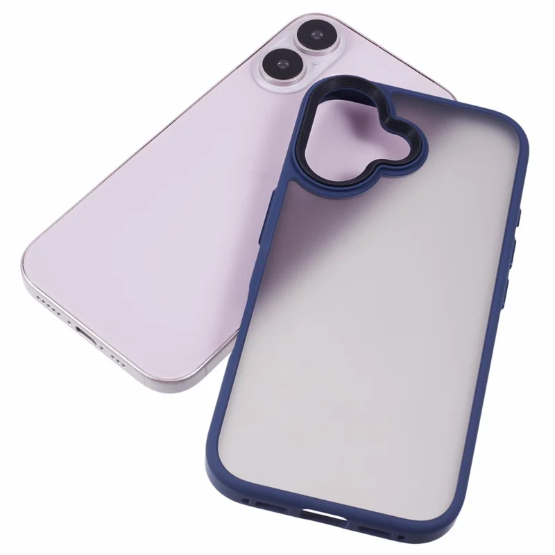 For iPhone 16 Plus Case Matte Finish PC+TPU Phone Cover Skin-touch - Blue