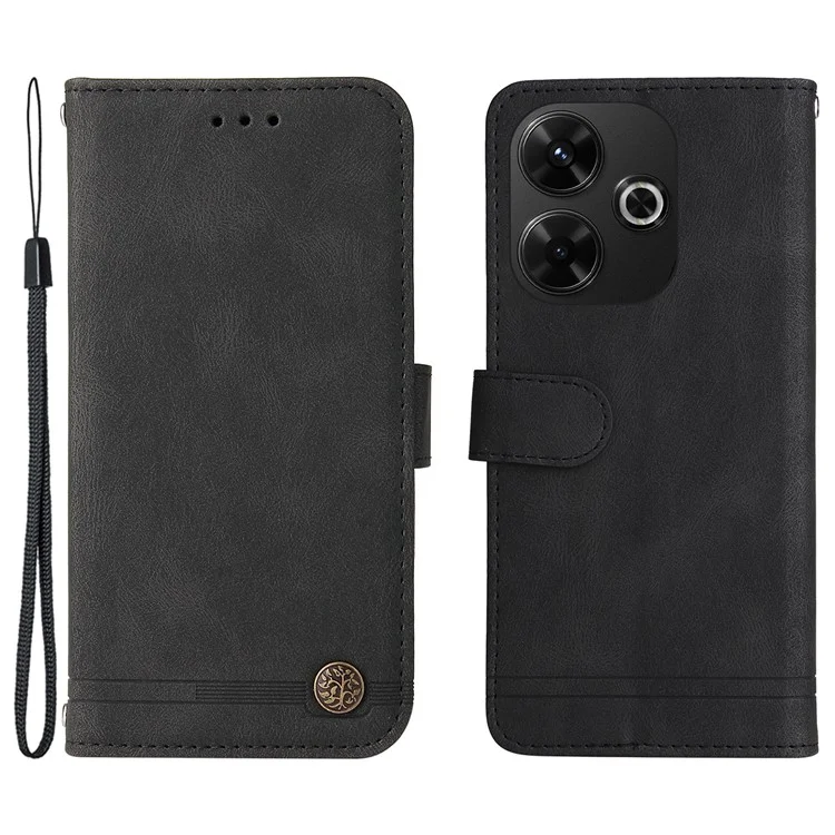 Para Xiaomi Redmi 13 5G / 13 4G / Redmi Note 13R 5G / Poco M6 4G Funda de Teléfono de Cuero Tipo Cartera - Negro