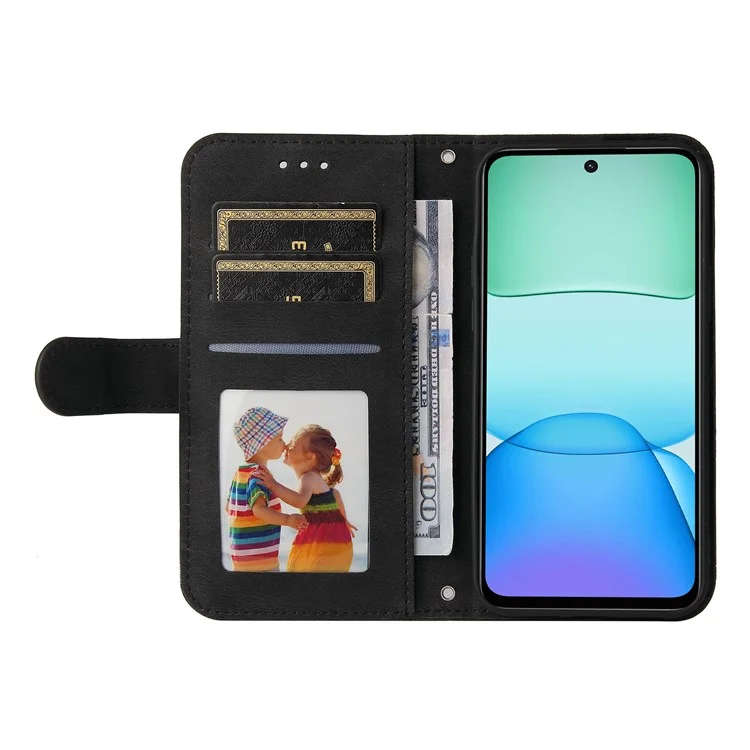 Para Xiaomi Redmi 13 5G / 13 4G / Redmi Note 13R 5G / Poco M6 4G Funda de Teléfono de Cuero Tipo Cartera - Negro