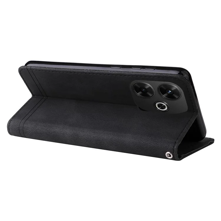 Para Xiaomi Redmi 13 5G / 13 4G / Redmi Note 13R 5G / Poco M6 4G Funda de Teléfono de Cuero Tipo Cartera - Negro