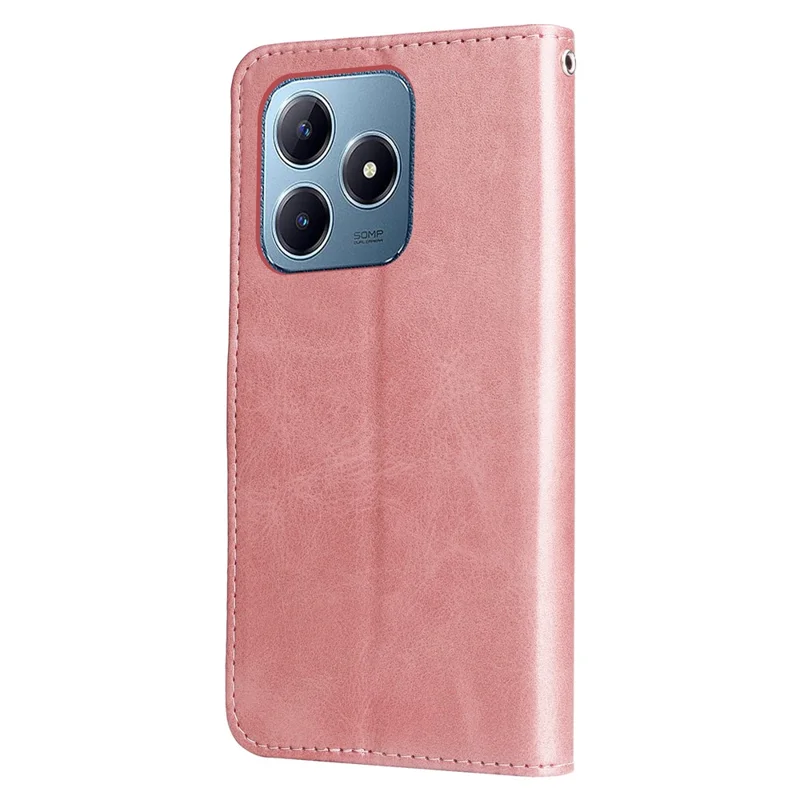For Realme Note 60x 4G / C63 4G / C61 4G / Note 60 Leather Case Zipper Pocket Phone Cover - Pink