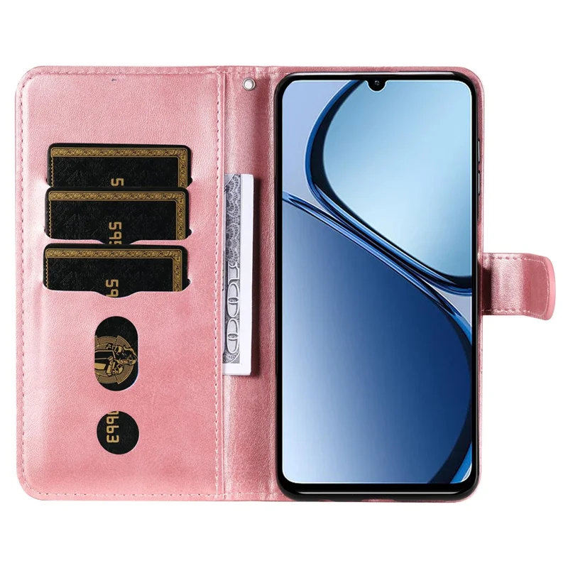 For Realme Note 60x 4G / C63 4G / C61 4G / Note 60 Leather Case Zipper Pocket Phone Cover - Pink