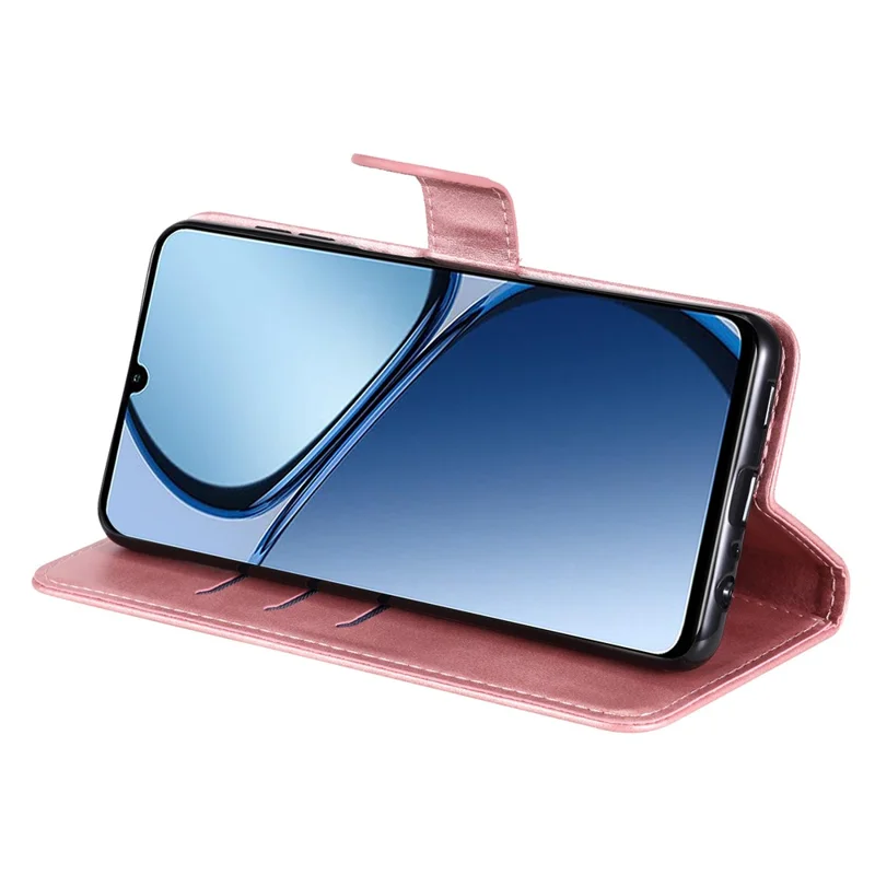 For Realme Note 60x 4G / C63 4G / C61 4G / Note 60 Leather Case Zipper Pocket Phone Cover - Pink