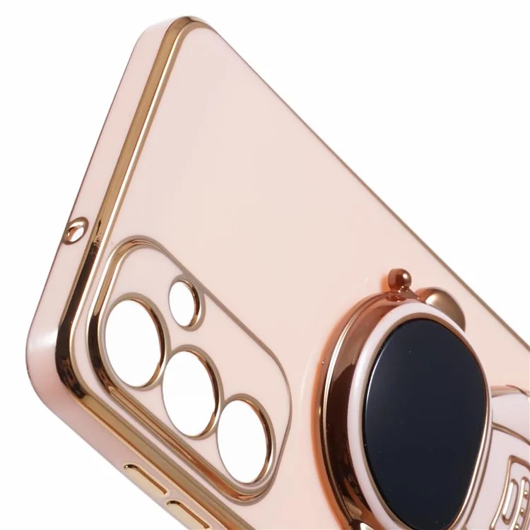 Para Samsung Galaxy M55 5G / C55 5G / F55 5G Funda con soporte Astronauta Electrochapado Cubierta de teléfono TPU - Rosa