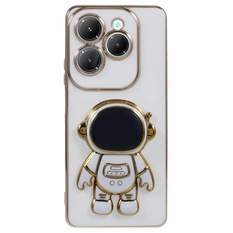 For Infinix Hot 40  /  Hot 40 Pro  /  TECNO Spark 20 Pro Case Soft TPU Phone Cover Astronaut Kickstand Holder - White